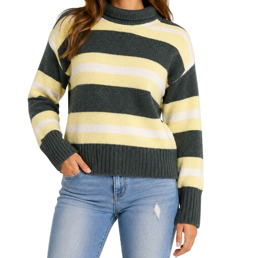 Madewell Green‎ Yellow White Striped Pullover Sweater Womens XXS